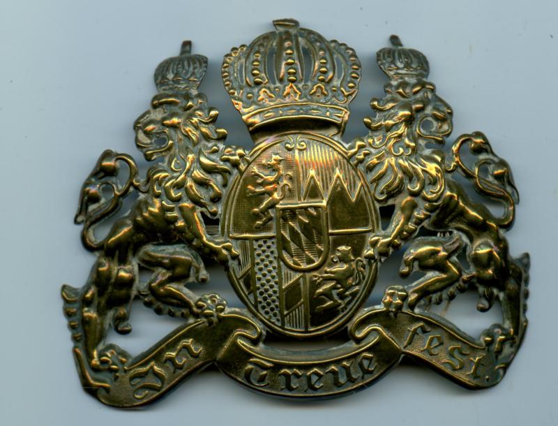 WW1 Imperial German  Bavarian Pickelhaube  Helmet Plate Brass Badge