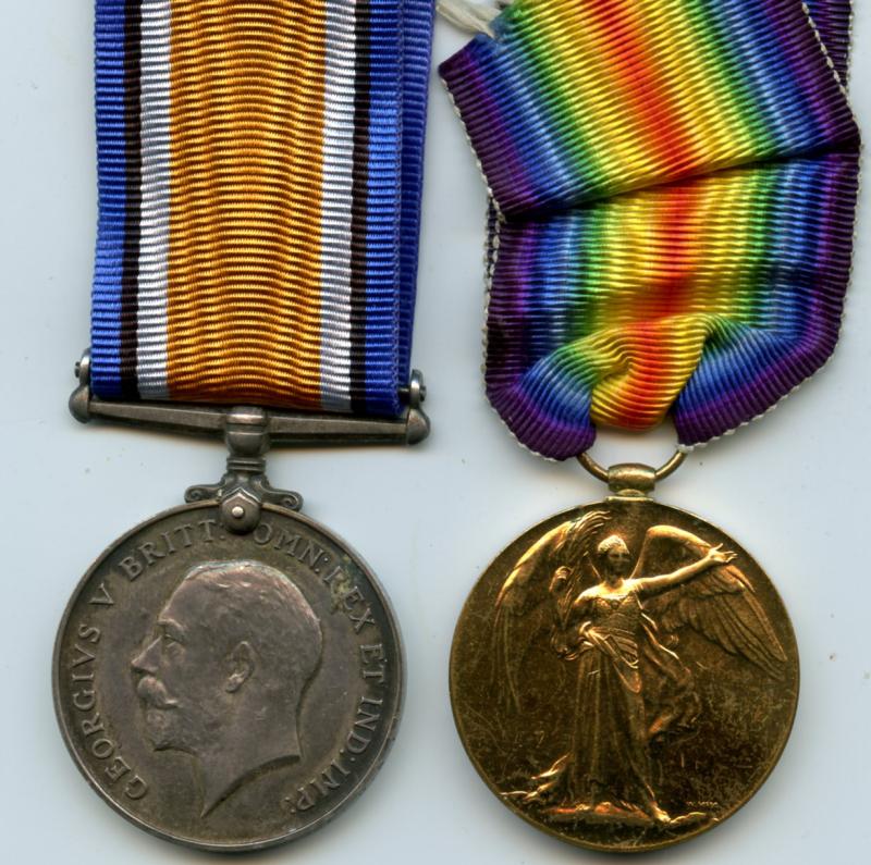 First War Pair Medals British War & Victory Medals to Air Mech 3 Robert Partridge, Royal Air Force