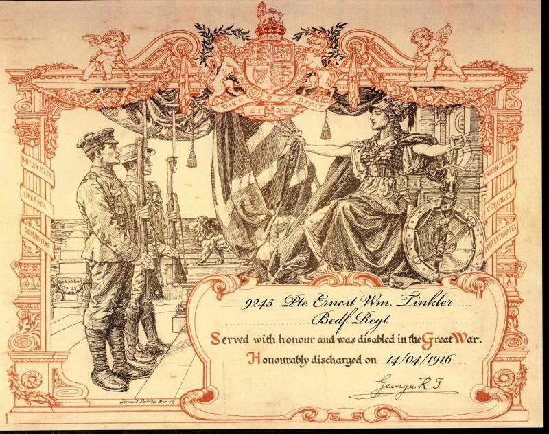 1914 Mons Trio World War One Medals To Pte Ernest William Tinkler 2nd Bn Bedfordshire Regiment)