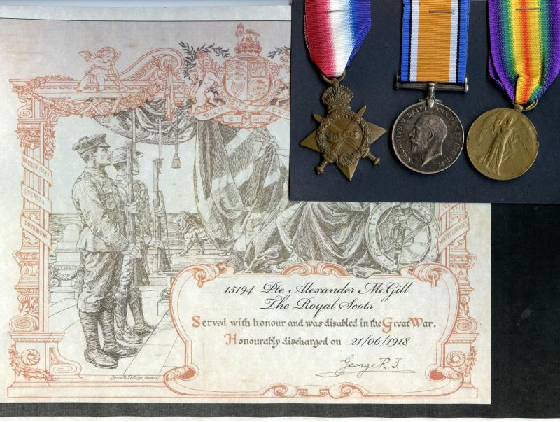 WW1 1914-15 Trio World War One Medals To Pte Alexander McGill,  11th Battalion Royal Scots