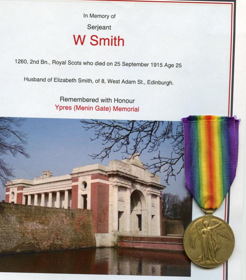 WW1 Victory Medal 1914-1919 To Pte William Smith, 2nd Bn., Royal Scots