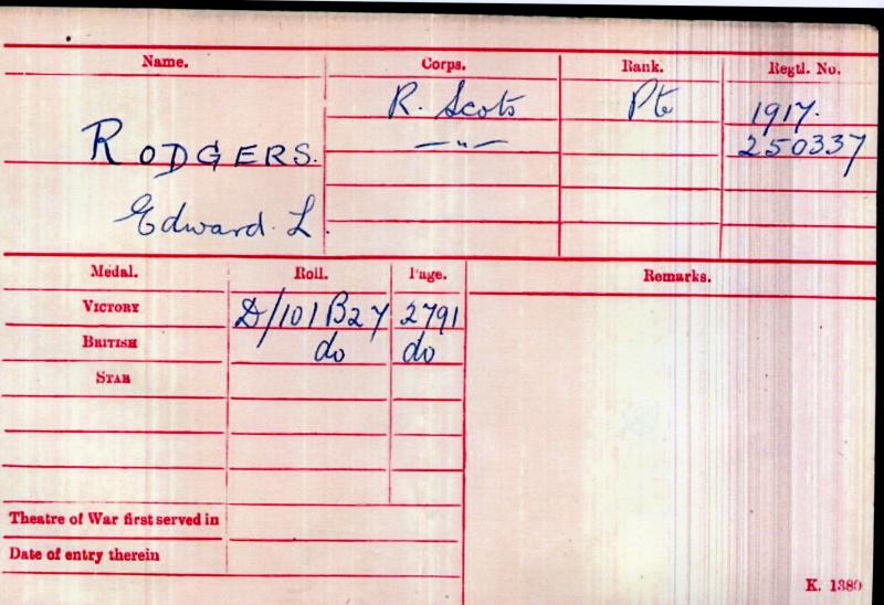 WW1 British War & Victory Medals Pair To Pte Ebenezer L Rodgers, 5th/6th Bn., Royal Scots