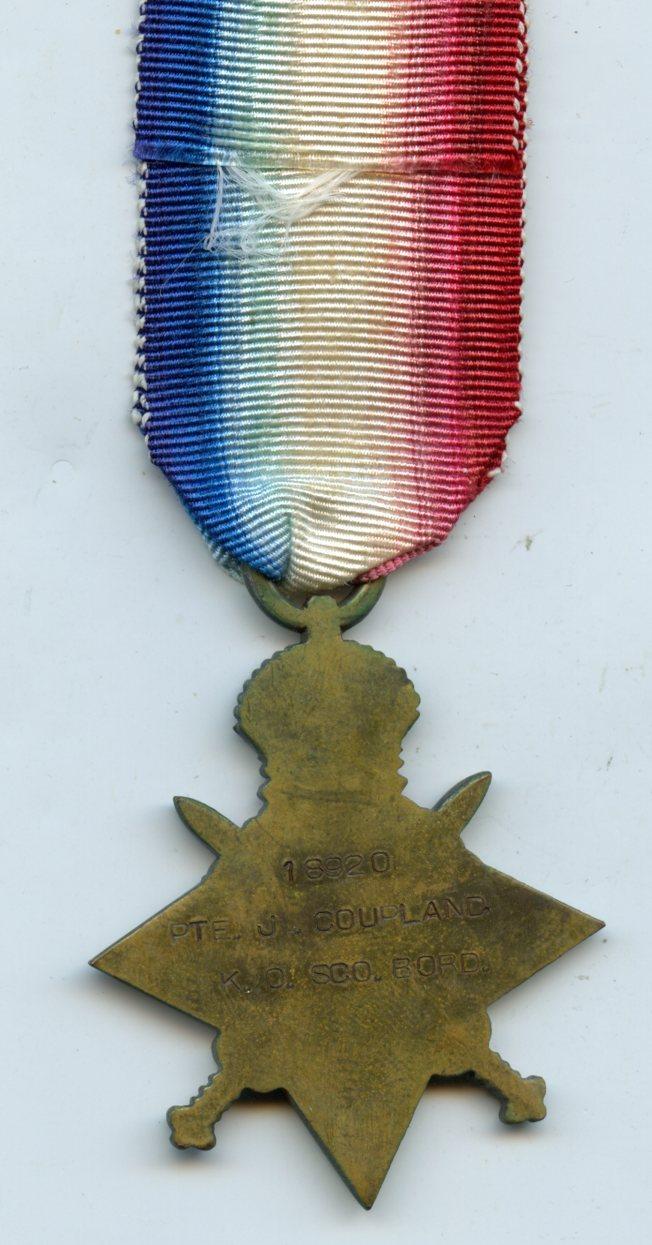 WW1 1914-15 Star Medal to Pte James Coupland, 1st Bn King's Own Scottish Borderers