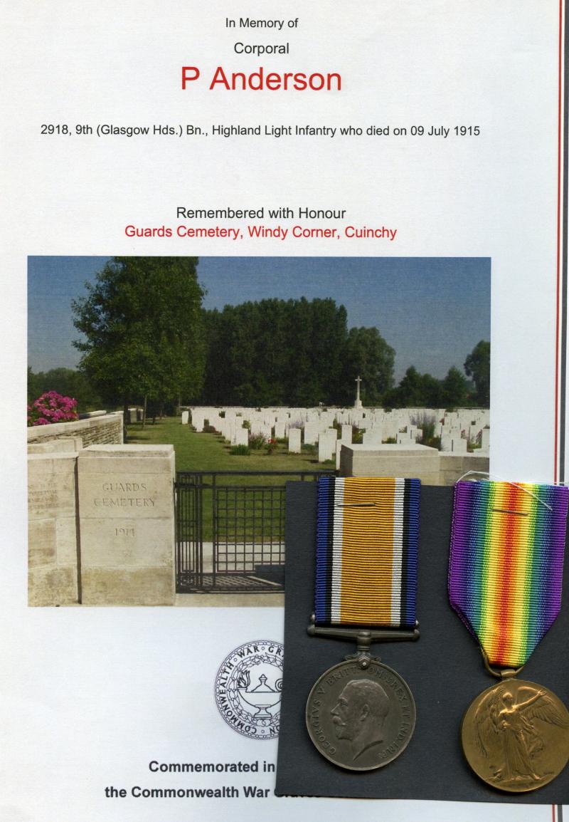 WW1 British War & Victory Medals Pair To 9th (Glasgow Highlanders .)9th  Bn., Highland Light Infantry