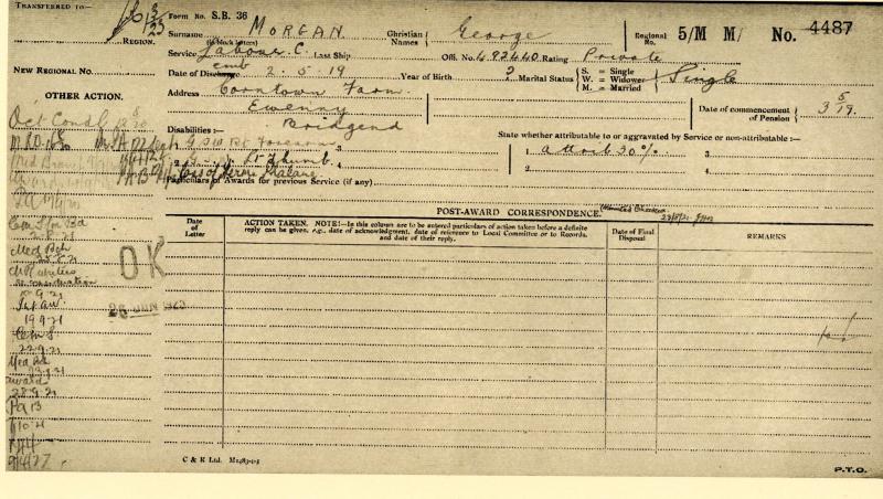 WW1 Victory Medal 1914-1919 To Pte George Morgan, Royal Welsh Fusiliers