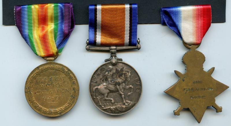 WW1 1914-15 Trio World War One Medals To Pte William Johnston, 6th Bn., Cameronians (Scottish Rifles)