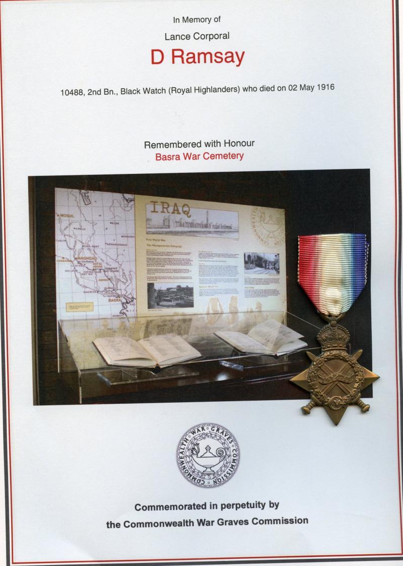 WW1 1914-15 Star Medal To L/Cpl David Ramsay, 2nd Bn. Black Watch (Royal Highlanders)