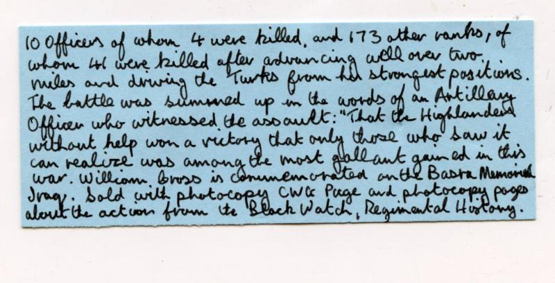 WW1 British War Medal 1914-18 To Pte William Cross 2nd Bn., Black Watch (Royal Highlanders)