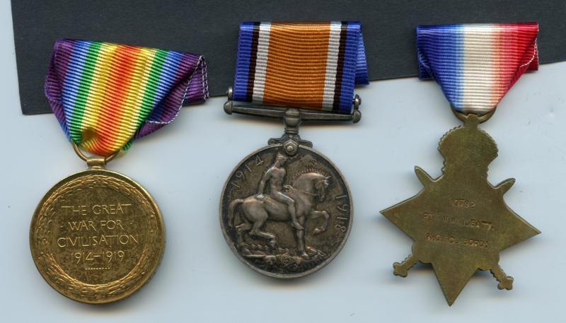 1914-15 Trio World War One Medals To Pte William Windeatt,1st Bn., King's Own Scottish Borderers