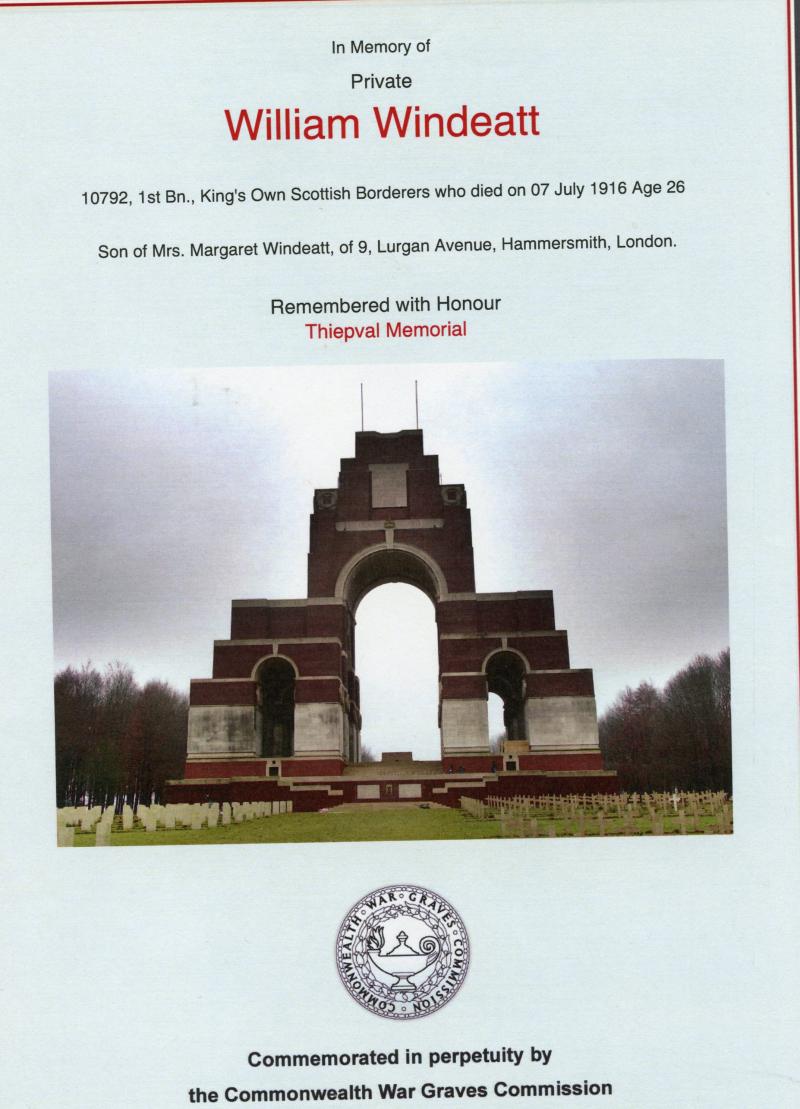 1914-15 Trio World War One Medals To Pte William Windeatt,1st Bn., King's Own Scottish Borderers