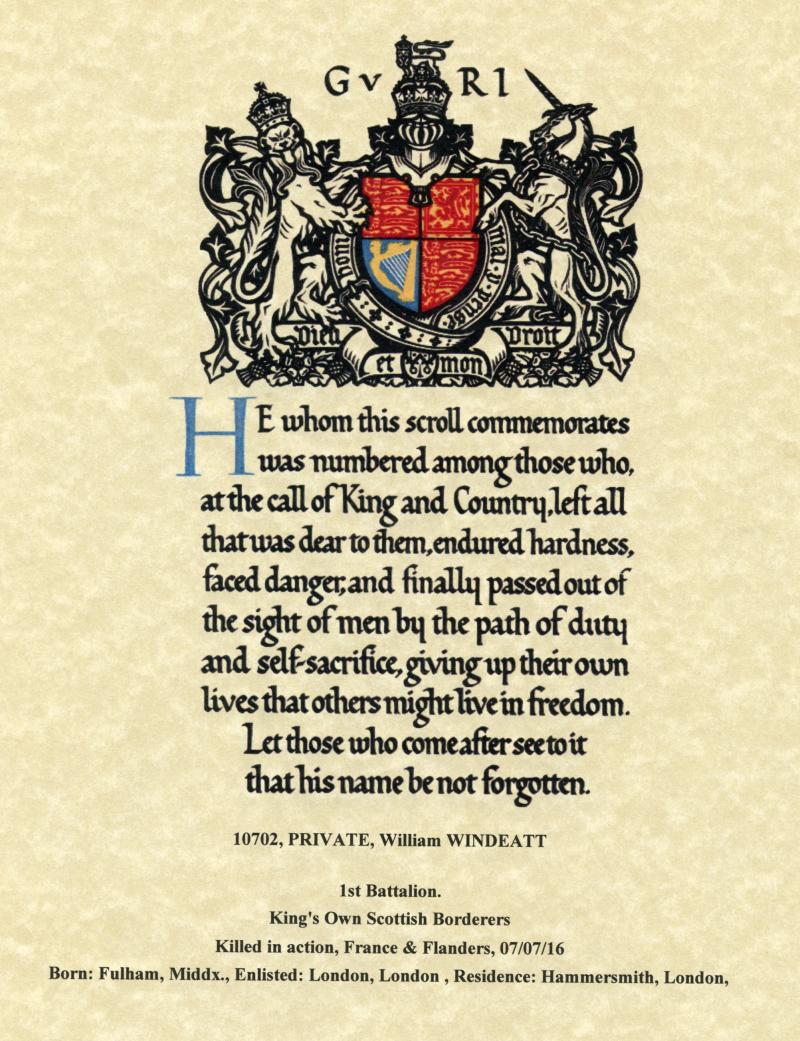 1914-15 Trio World War One Medals To Pte William Windeatt,1st Bn., King's Own Scottish Borderers