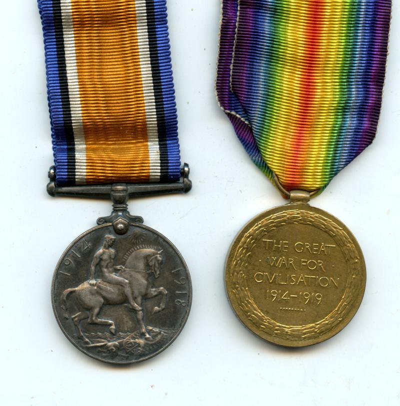 WW1 British War & Victory Medals Pair to Pte Albert Brewin, West Yorkshire Regiment ( Born in St Lewis, U.S.A.)