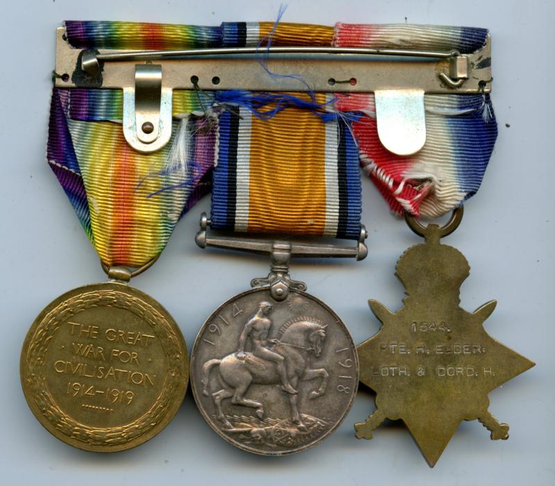 1914-15 Trio World War One Medals To Lieut Hugh Elder, Lothian and Border Horse & Royal Scots