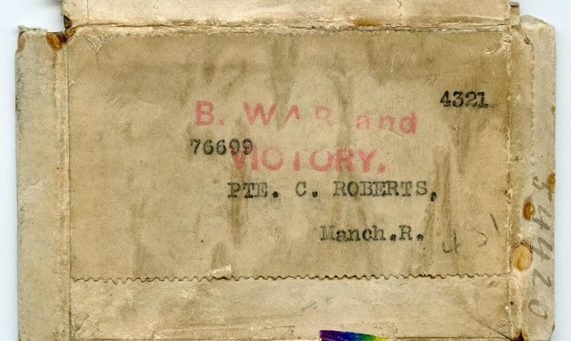 WW1 British War & Victory Medals Pair To Pte Christmas Roberts, Manchester Regiment