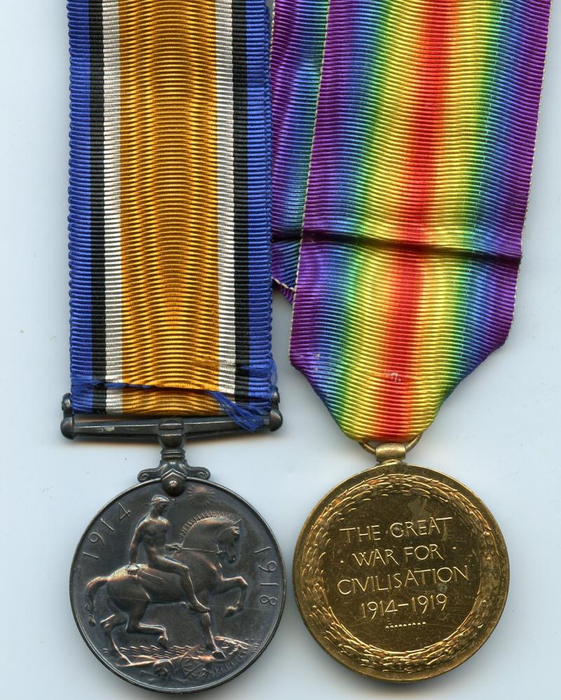 WW1 British War & Victory Medals Pair To Pte Christmas Roberts, Manchester Regiment