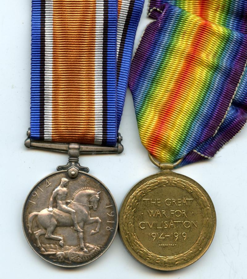 WW1 British War & Victory Medals Pair To Pte Bruce Pendreigh, Kings Own Scottish Borderers & Highland Light Infantry