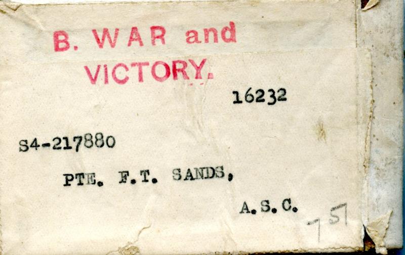 WW1 British War & Victory Medals Pair To Pte Frederick T Sands, Army Service Corps