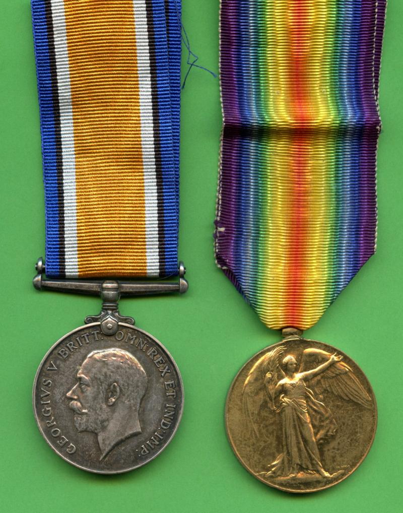 WW1 British War & Victory Medals Pair To Pte Herbert W Hill, Royal Warwickshire Regiment
