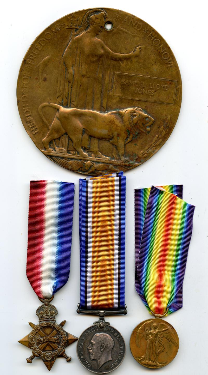 WW1 1914-15 Trio & Memorial Medal Plaque Group To Able Seaman Samuel Lloyd Jones, Drake Battalion Royal Naval Volunteer Reserve