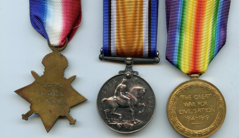 WW1 1914-15 Trio & Memorial Medal Plaque Group To Able Seaman Samuel Lloyd Jones, Drake Battalion Royal Naval Volunteer Reserve
