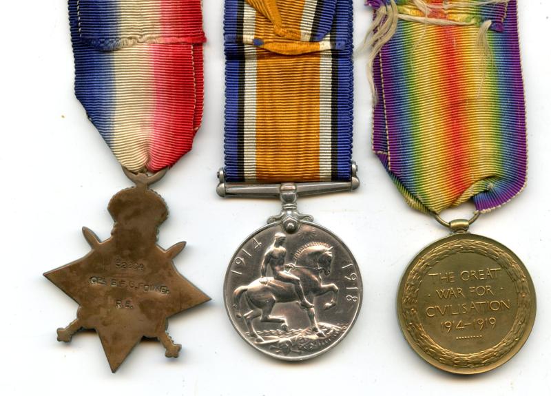 WW1 1914-15 Trio World War One Medals To Cpl Bertram Fowke, Motor Cyclist section Royal Engineers