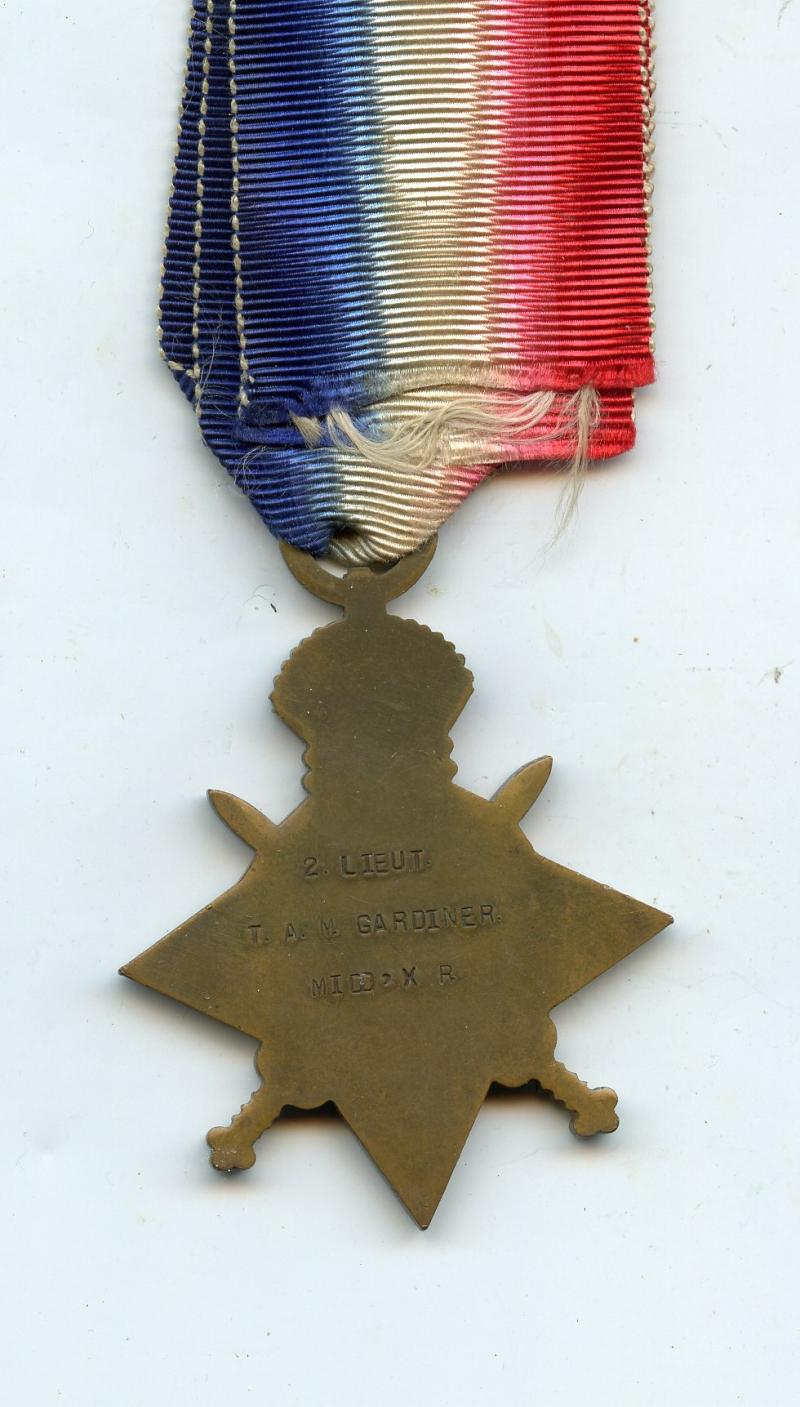 WW1 1914-15 Star To Lieut Thomas Arthur Mansfield Gardiner, Middlesex Regt , Royal Flying Corps & RAF