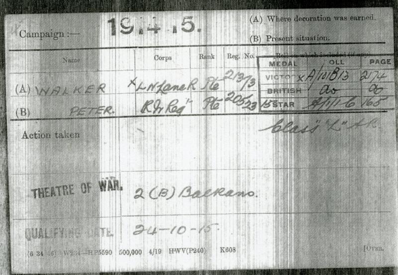 WW1 1914-15 Star Medal To Pte Peter Walker, Loyal North Lancashire Regiment & Royal Irish Regt