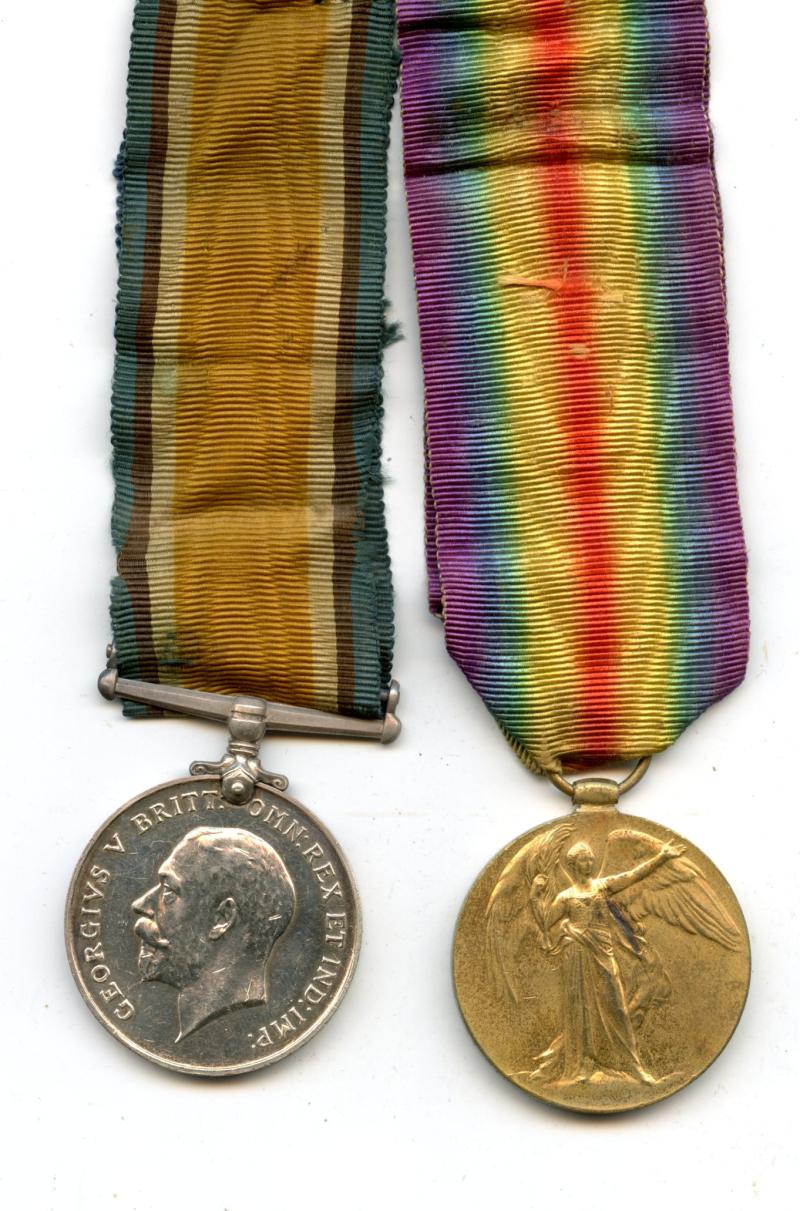 WW1 British War & Victory Medals Pair To Pte Herbert C Stimpson, 2/5th Manchester Regiment