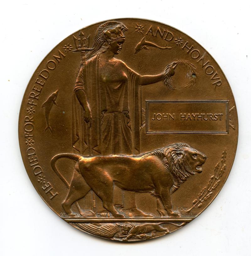 WW1 Memorial Plaque To John Hayhurst 1 of 5 including Young Men's Christian Association
