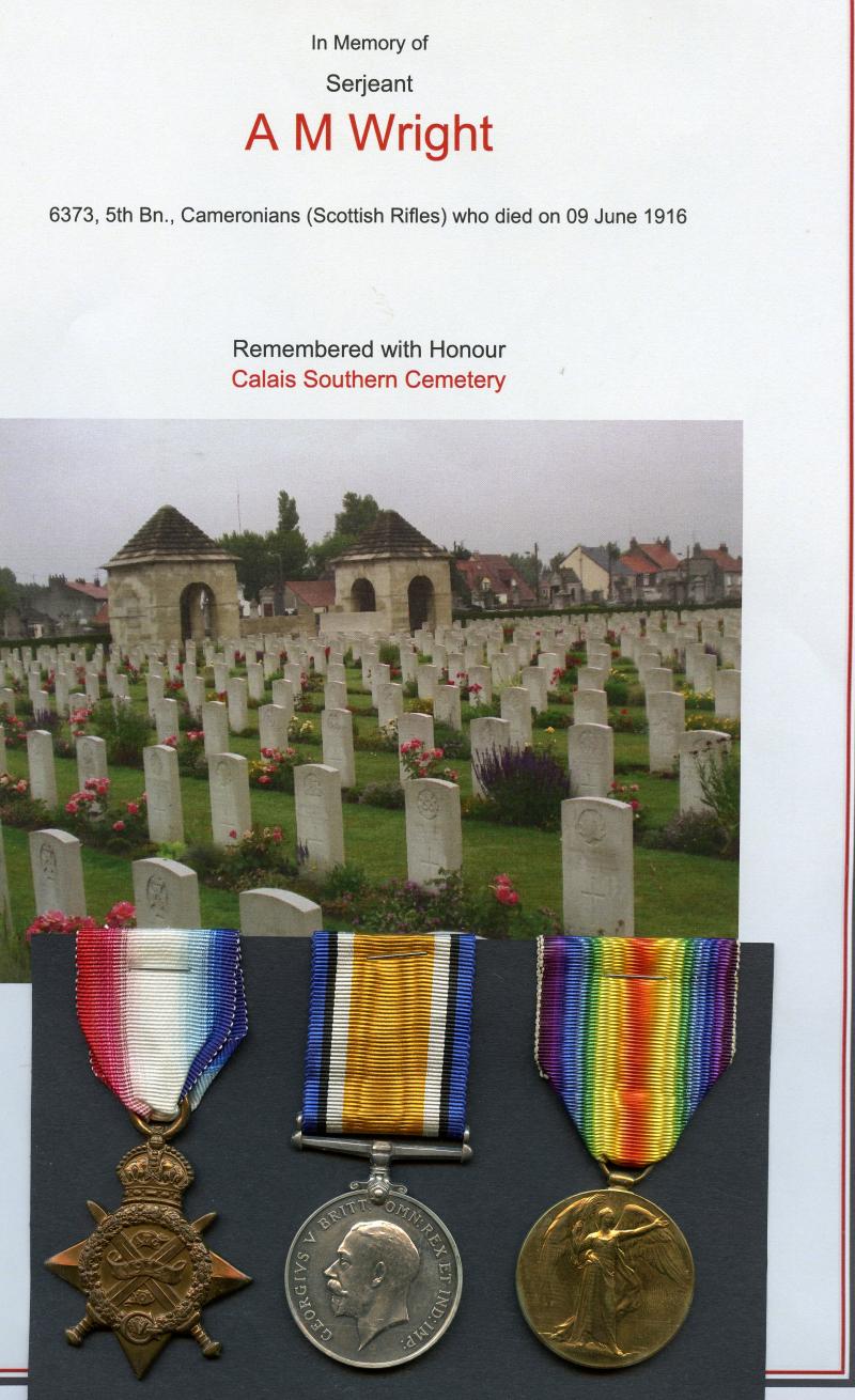 WW1 1914 Mons Trio Medals To Sgt Alexander Milne Wright, 5th , Cameronians (Scottish Rifles)