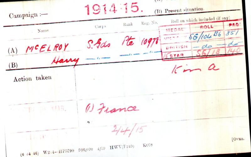 WW1 1914-15 Star & Victory Medal To Guardsman Harry McElroy, Scots Guards ( Born in New York U.S.A.)