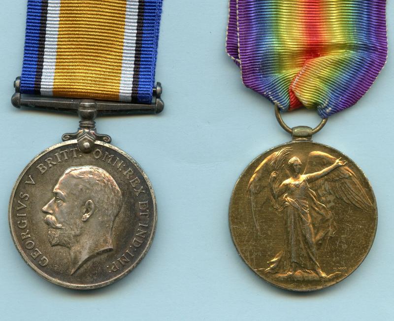 WW1 British War & Victory Medals Pair To Pte Leonard J Gooding, Devonshire Regiment